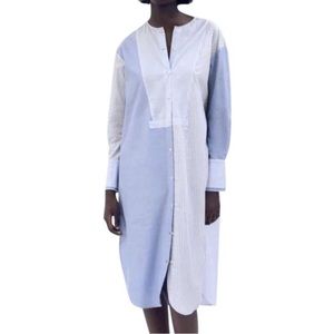 ZARA Patchwork Shirtdress Long Sleeves